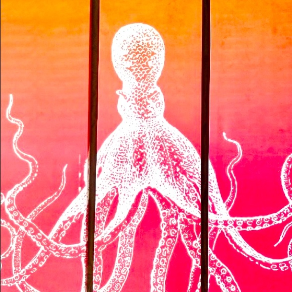 🐙Octopus triptych screen print on canvas.